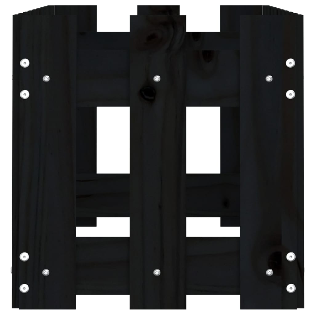 Odlingslåda med staket-design svart 100x30x30 cm massiv furu