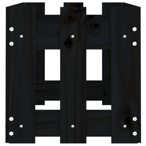 Odlingslåda med staket-design svart 100x30x30 cm massiv furu