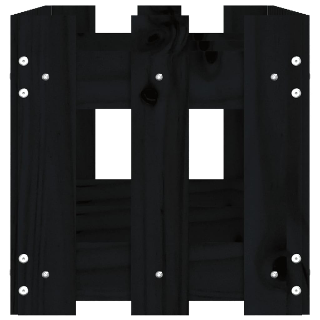 Odlingslåda med staket-design svart 150x30x30 cm massiv furu