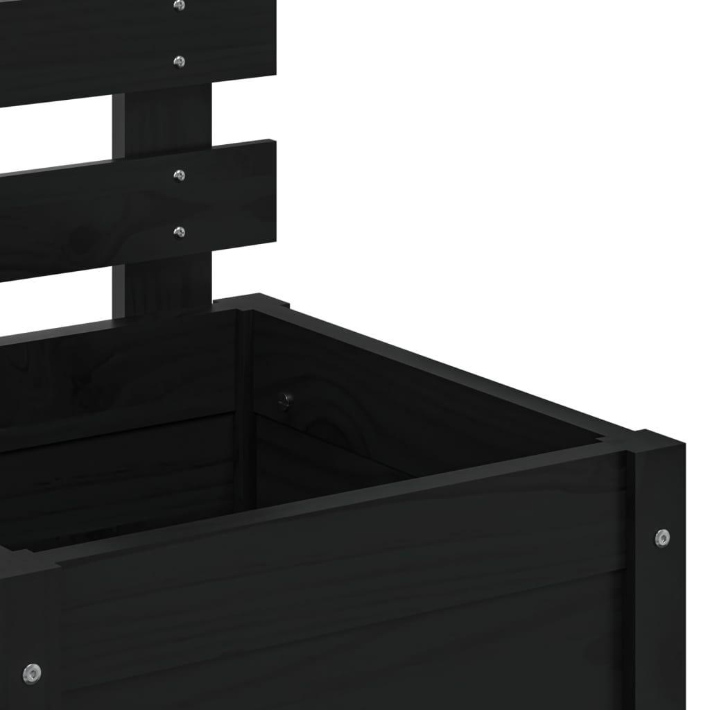 Odlingslåda med spaljé svart 39x39,5x114 cm massiv furu
