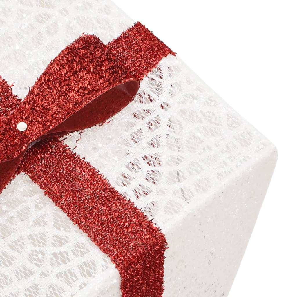 Juldekoration med belysning julklappar 3 st 64 LED varmvit