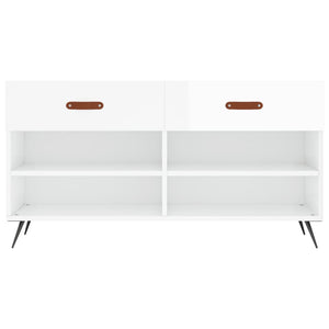 Skobänk vit högglans 102x35x55 cm konstruerat trä