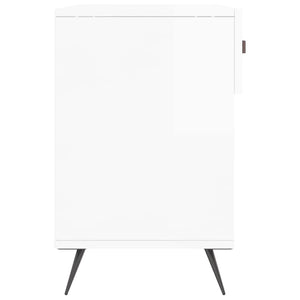 Skobänk vit högglans 102x35x55 cm konstruerat trä