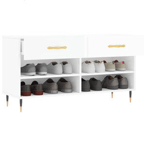 Skobänk vit högglans 102x35x55 cm konstruerat trä