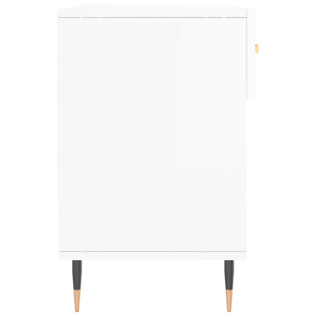 Skobänk vit högglans 102x35x55 cm konstruerat trä