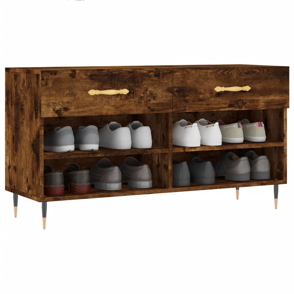 Skobänk rökfärgad ek 102x35x55 cm konstruerat trä