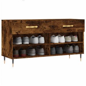 Skobänk rökfärgad ek 102x35x55 cm konstruerat trä