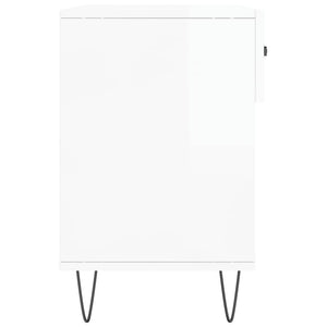 Skobänk vit högglans 102x35x55 cm konstruerat trä