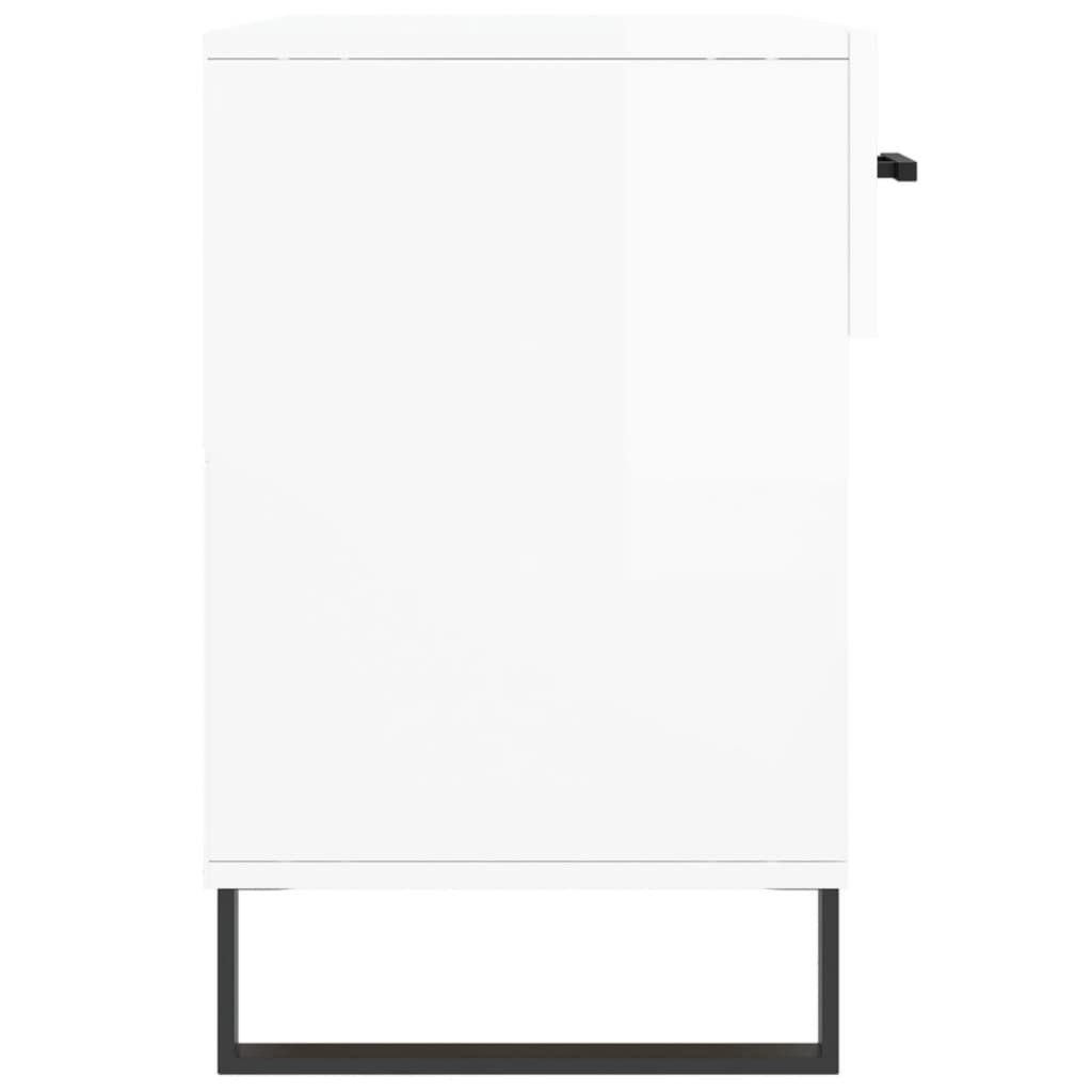 Skobänk vit högglans 102x35x55 cm konstruerat trä