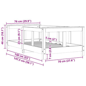 Sängram för barnsäng 70x140 cm massiv furu