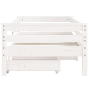 Sängram för barnsäng m. lådor vit 70x140 cm massiv furu