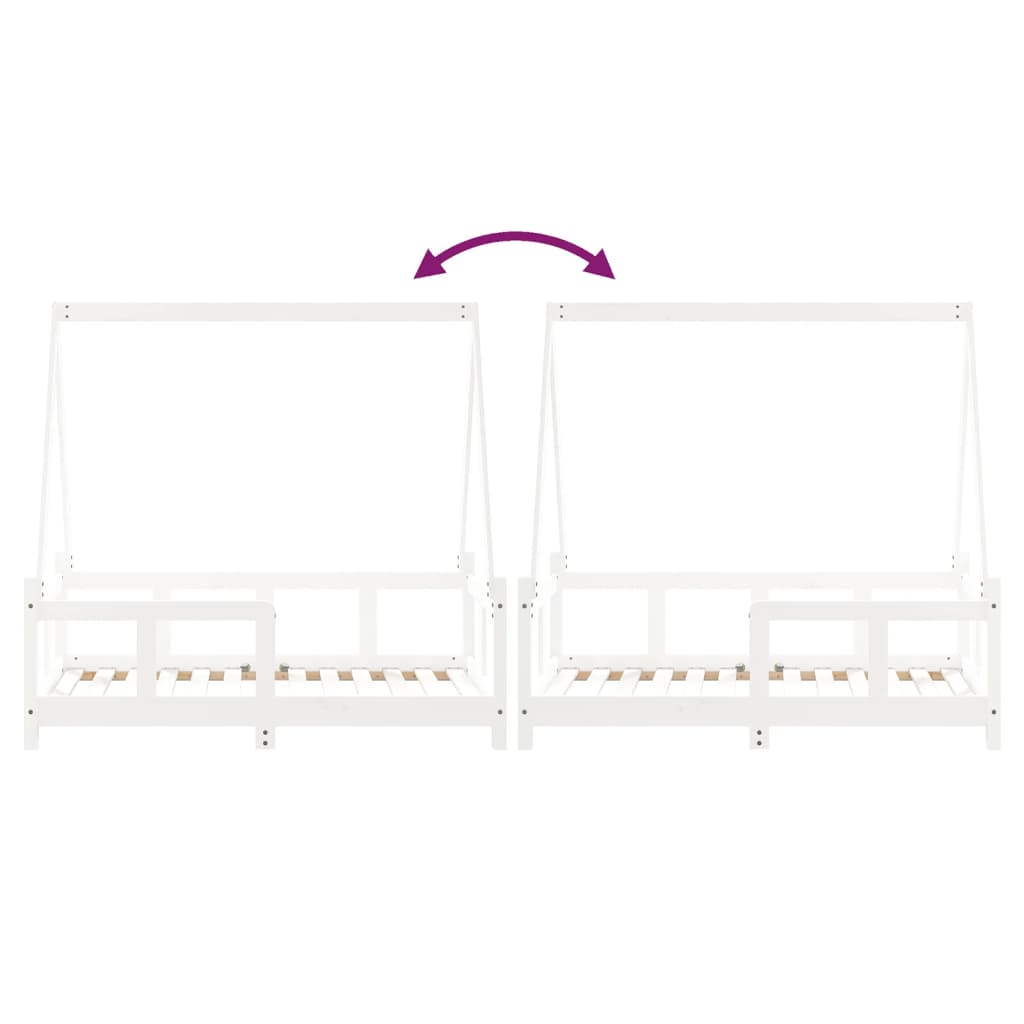 Sängram för barnsäng vit 70x140 cm massiv furu