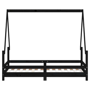 Sängram för barnsäng svart 80x160 cm massiv furu