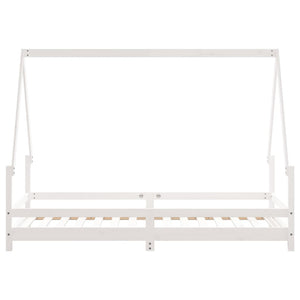 Sängram för barn vit 90x190 cm massiv furu