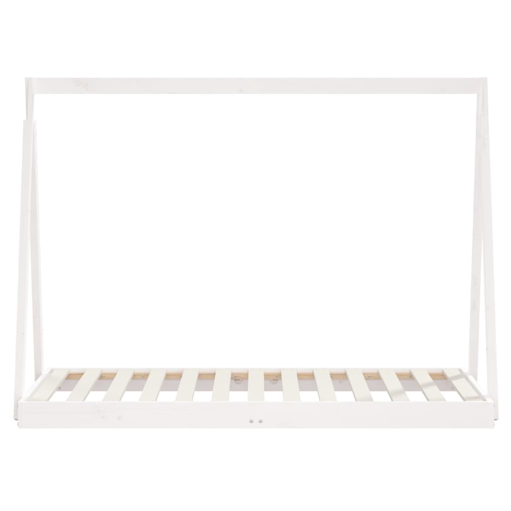 Sängram för barnsäng vit 80x160 cm massiv furu