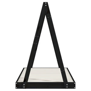 Sängram för barnsäng svart 80x160 cm massiv furu