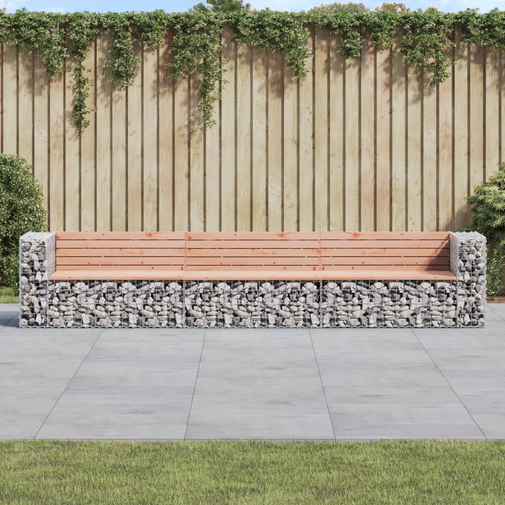 Trädgårdsbänk gabion-design 347x71x65,5 cm massivt douglasträ