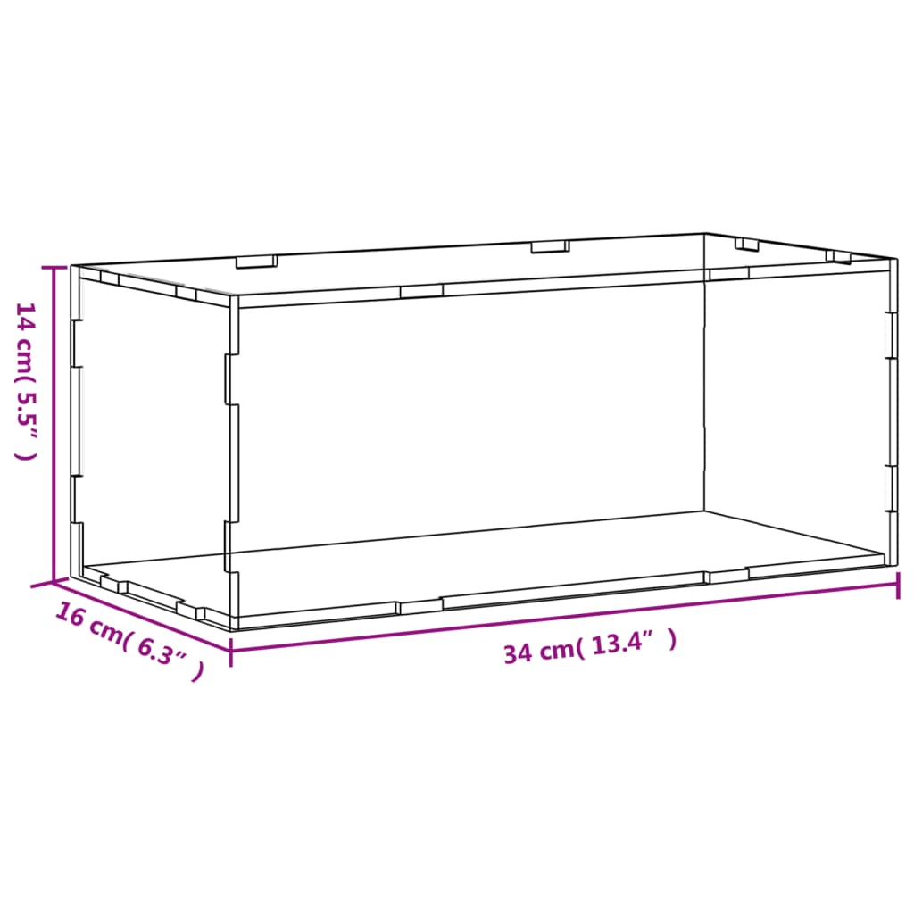 Displaylåda transparent 34x16x14 cm akryl