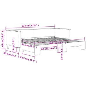 Dagbädd utdragbar mörkgrå 80x200 cm tyg