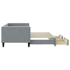 Dagbädd utdragbar med lådor ljusgrå 80x200 cm tyg