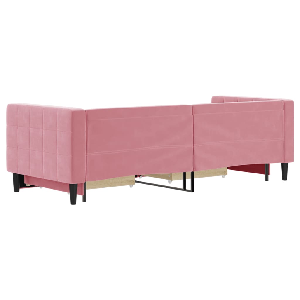 Dagbädd utdragbar med lådor rosa 80x200 cm sammet