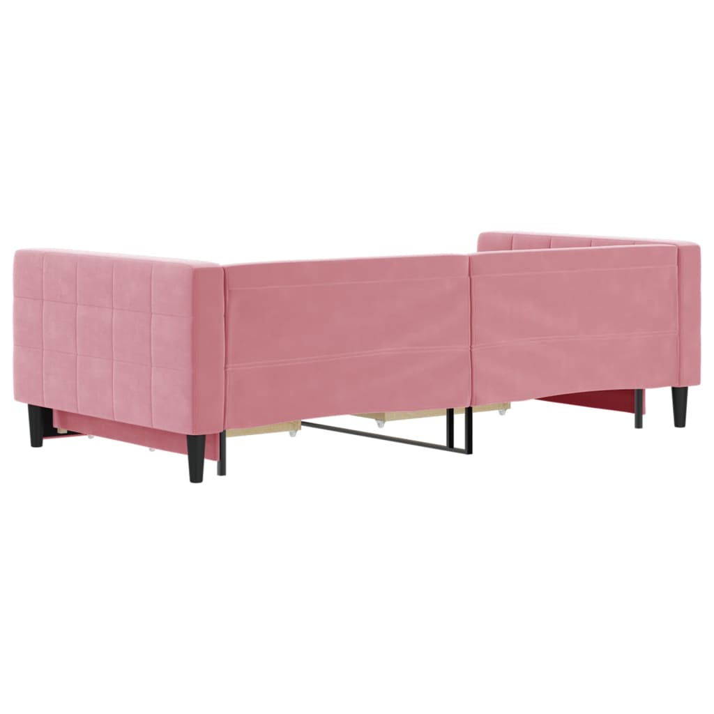 Dagbädd utdragbar med lådor rosa 100x200 cm sammet
