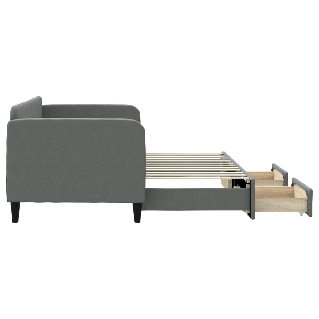 Dagbädd utdragbar med lådor mörkgrå 80x200 cm tyg