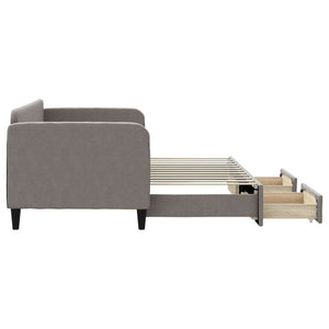 Dagbädd utdragbar med lådor taupe 80x200 cm tyg