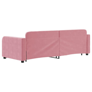 Dagbädd utdragbar med lådor rosa 80x200 cm sammet