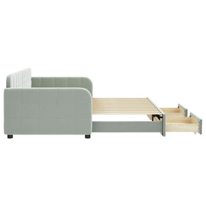 Dagbädd utdragbar med lådor ljusgrå 90x200 cm sammet
