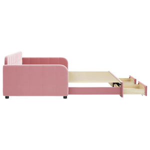 Dagbädd utdragbar med lådor rosa 100x200 cm sammet