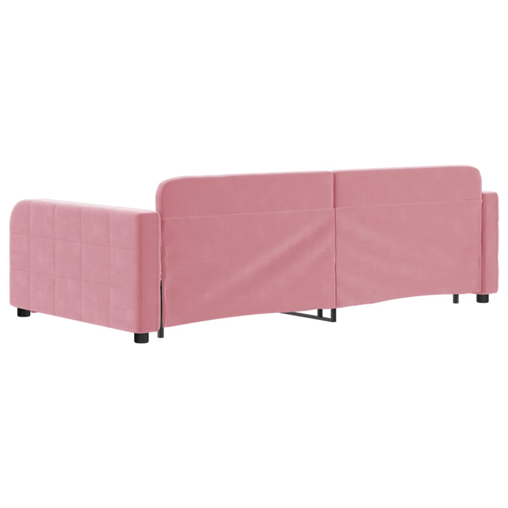 Dagbädd utdragbar med lådor rosa 100x200 cm sammet