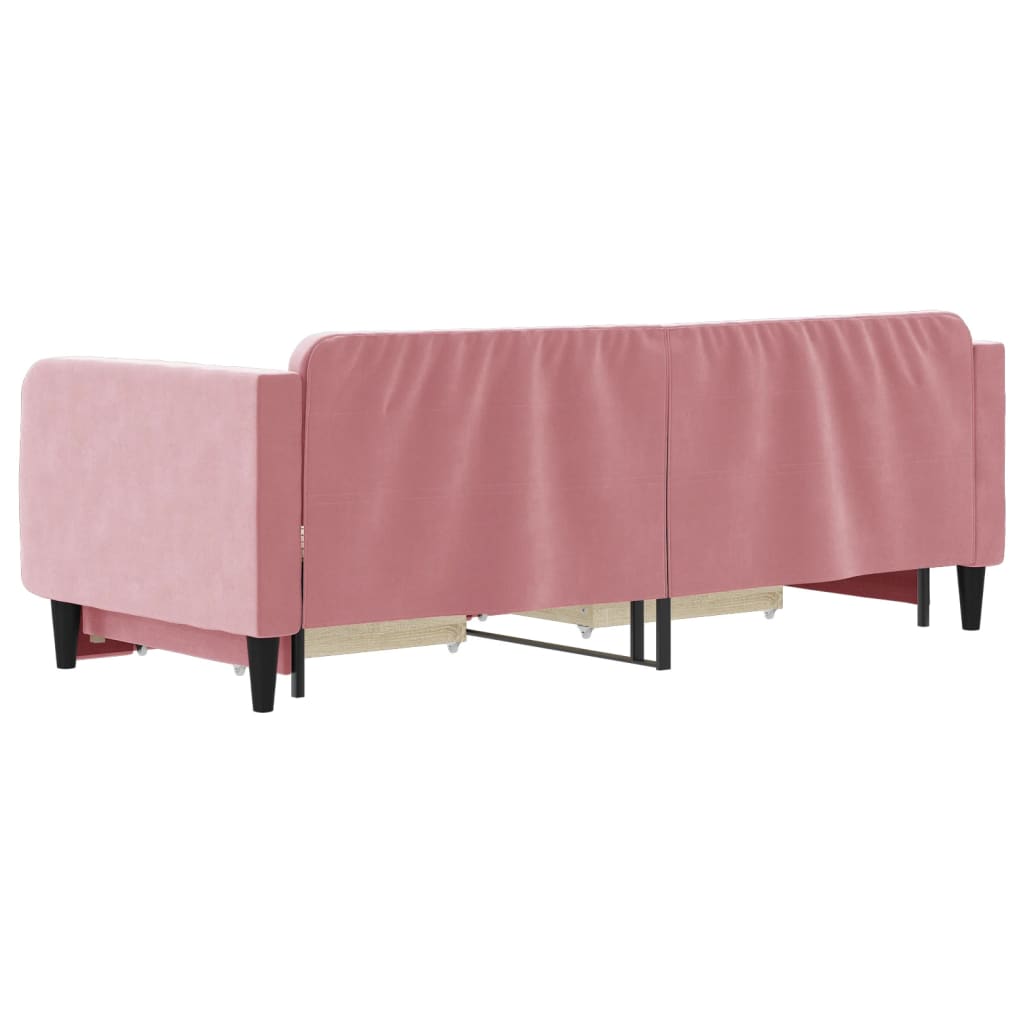 Dagbädd utdragbar med lådor rosa 90x200 cm sammet