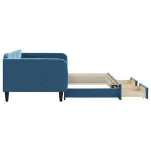 Dagbädd utdragbar med lådor blå 100x200 cm sammet