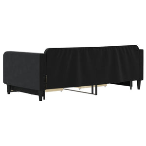 Dagbädd utdragbar med lådor svart 100x200 cm sammet