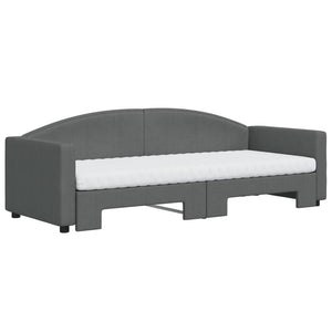 Dagbädd med madrasser utdragbar mörkgrå 80x200 cm tyg