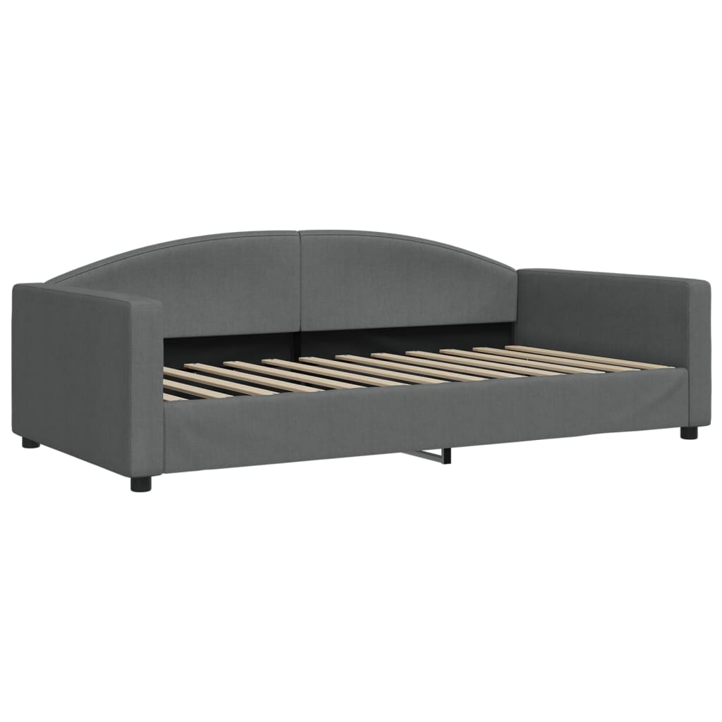 Dagbädd med extrabädd och madrasser mörkgrå 100x200 cm tyg
