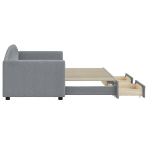 Dagbädd utdragbar med lådor ljusgrå 80x200 cm tyg