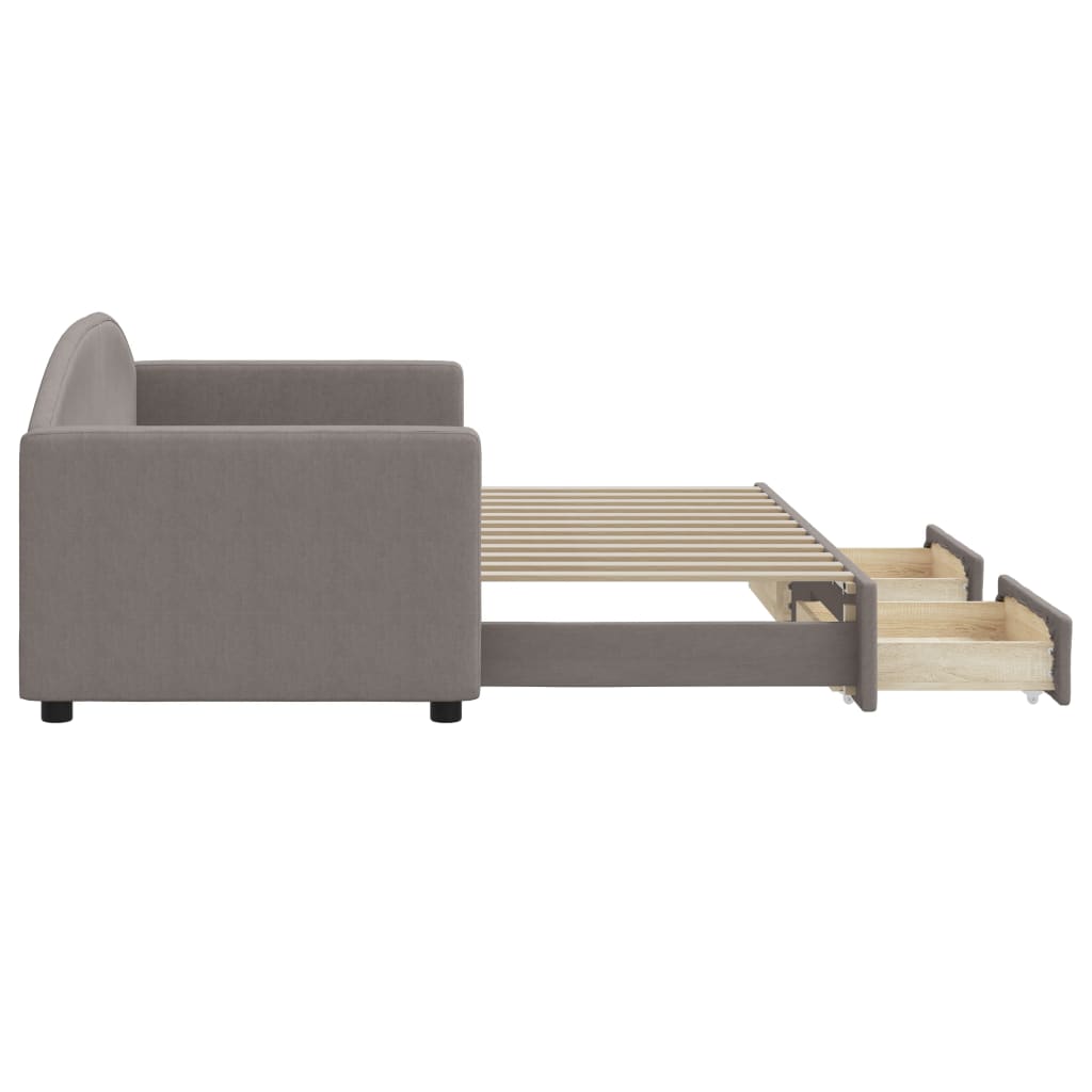 Dagbädd utdragbar med lådor taupe 80x200 cm tyg