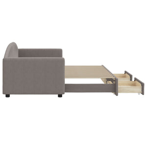Dagbädd utdragbar med lådor taupe 80x200 cm tyg