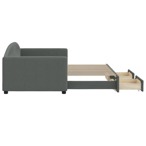 Dagbädd utdragbar med lådor mörkgrå 90x190 cm tyg