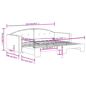 Dagbädd utdragbar mörkgrå 90x190 cm sammet