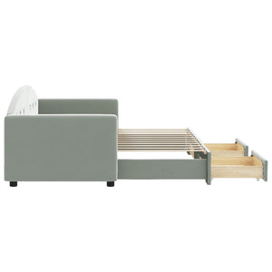 Dagbädd utdragbar med lådor ljusgrå 80x200 cm sammet