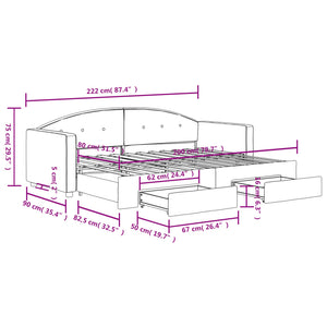 Dagbädd utdragbar med lådor mörkgrön 80x200 cm sammet