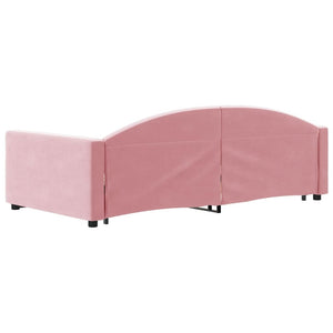 Dagbädd utdragbar med lådor rosa 100x200 cm sammet