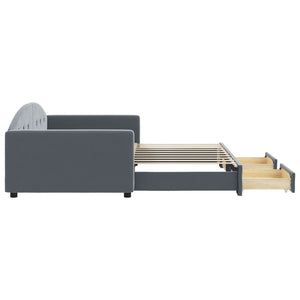 Dagbädd utdragbar med lådor mörkgrå 90x190 cm sammet