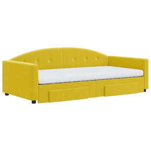 Dagbädd utdragbar med lådor gul 100x200 cm sammet