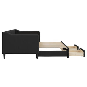 Dagbädd utdragbar med lådor svart 80x200 cm tyg