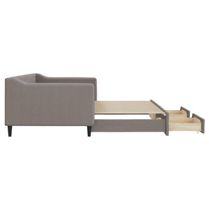 Dagbädd utdragbar med lådor taupe 90x200 cm tyg