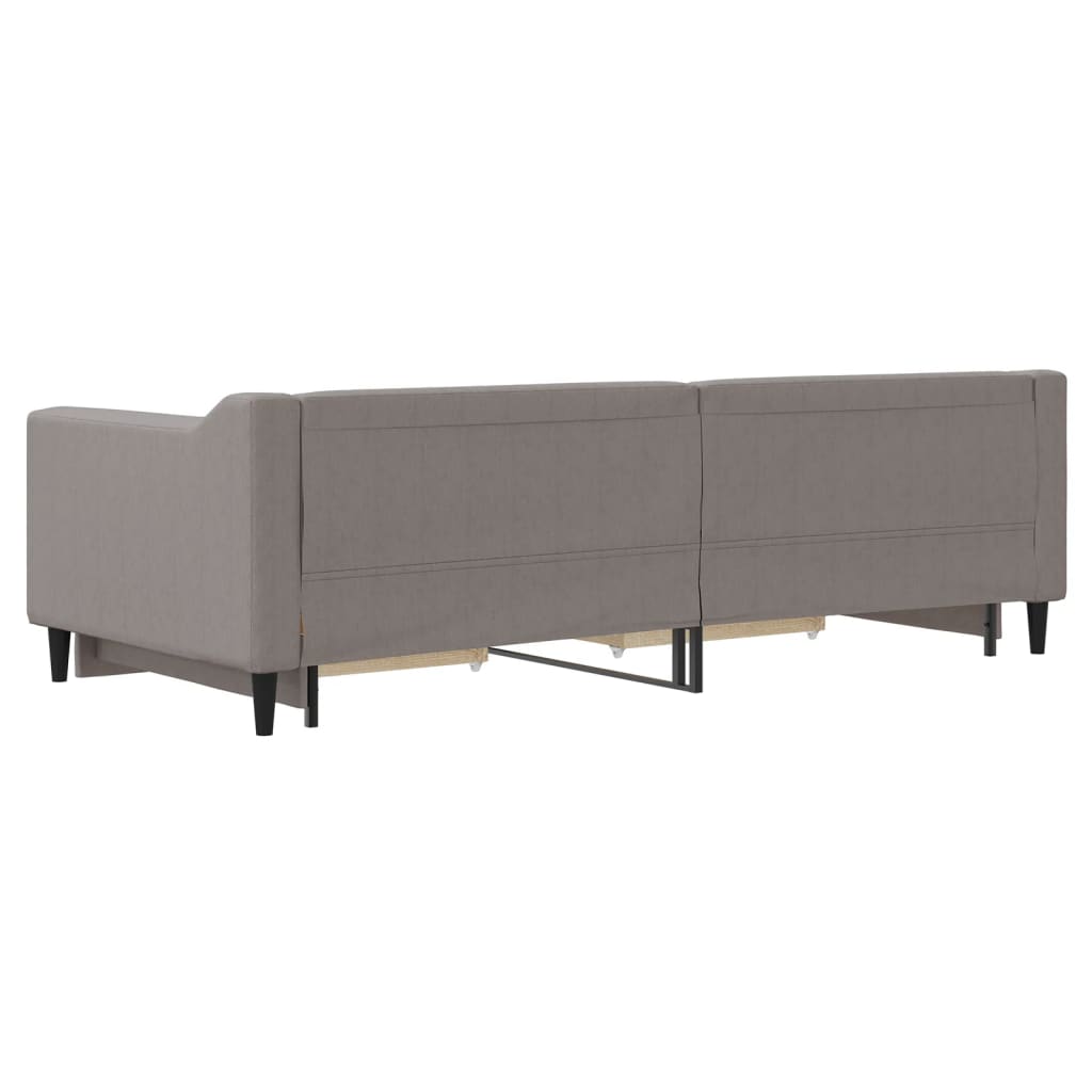 Dagbädd utdragbar med lådor taupe 90x200 cm tyg